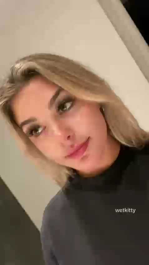 Beautiful Blonde Swallows In Selfie Video
